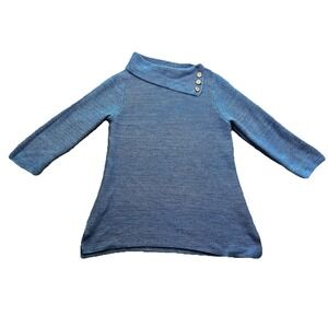 Habitat Tunic Sweater Womens Small Blue Cowl Neck Artsy Oversized Boho Lagenlook